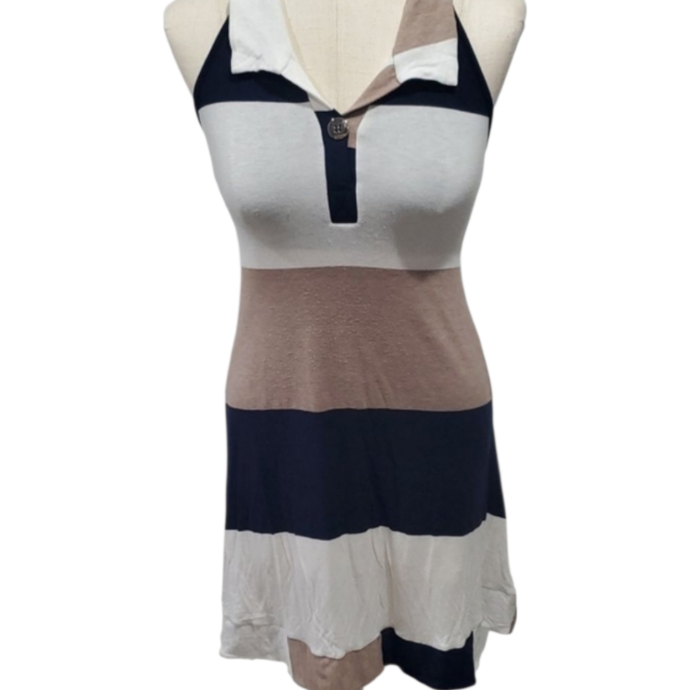 Colorblock Racerback Viscose Dress Small